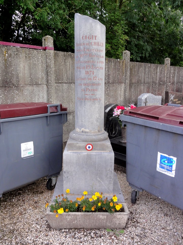 Grugies (Aisne) cimetière, tombe de guerre 1871