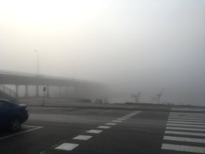 Hakaniemi bridge in fog