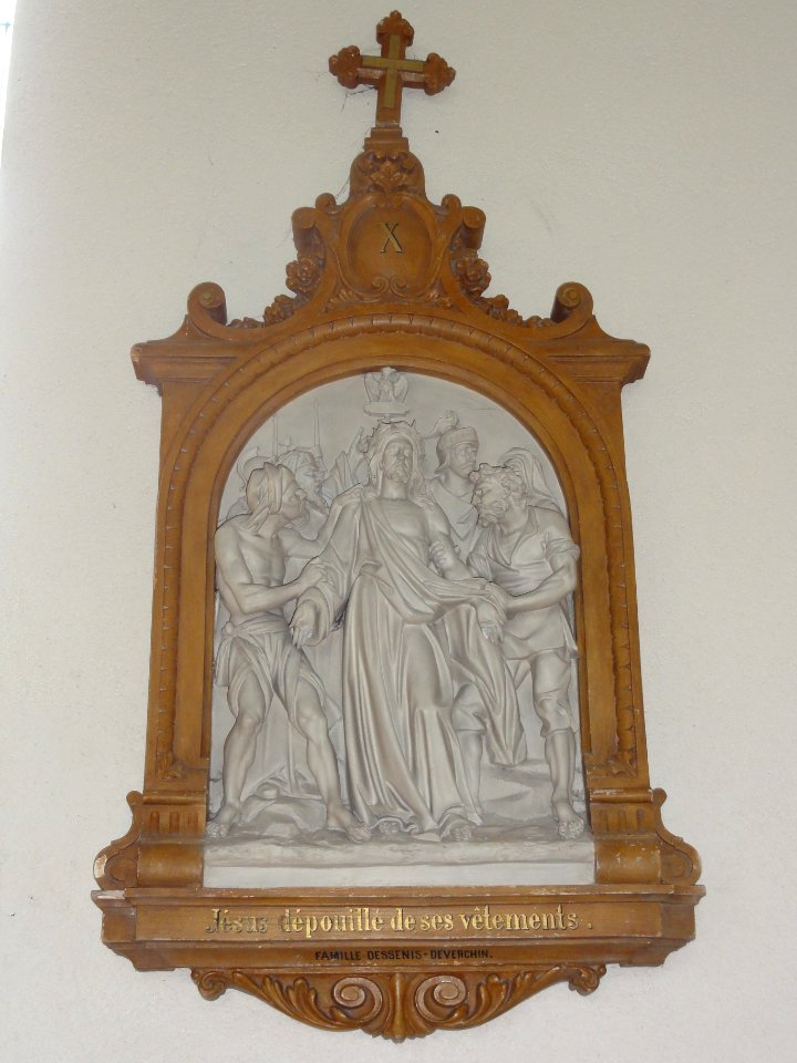 Gussignies (Nord, Fr) église, chemin de croix, station 10