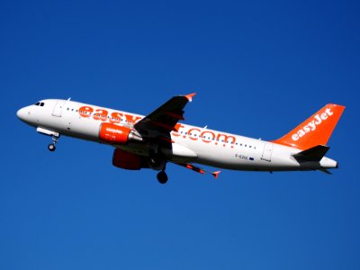 G-EZUL easyJet Airbus A320-214 takeoff from Schiphol (AMS - EHAM), The Netherlands, 11june2014, pic-1 photo