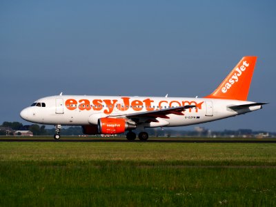 G-EZFR easyJet Airbus A319-111 - cn 4125 takeoff from Schiphol (AMS - EHAM), The Netherlands, 17may2014, pic-1