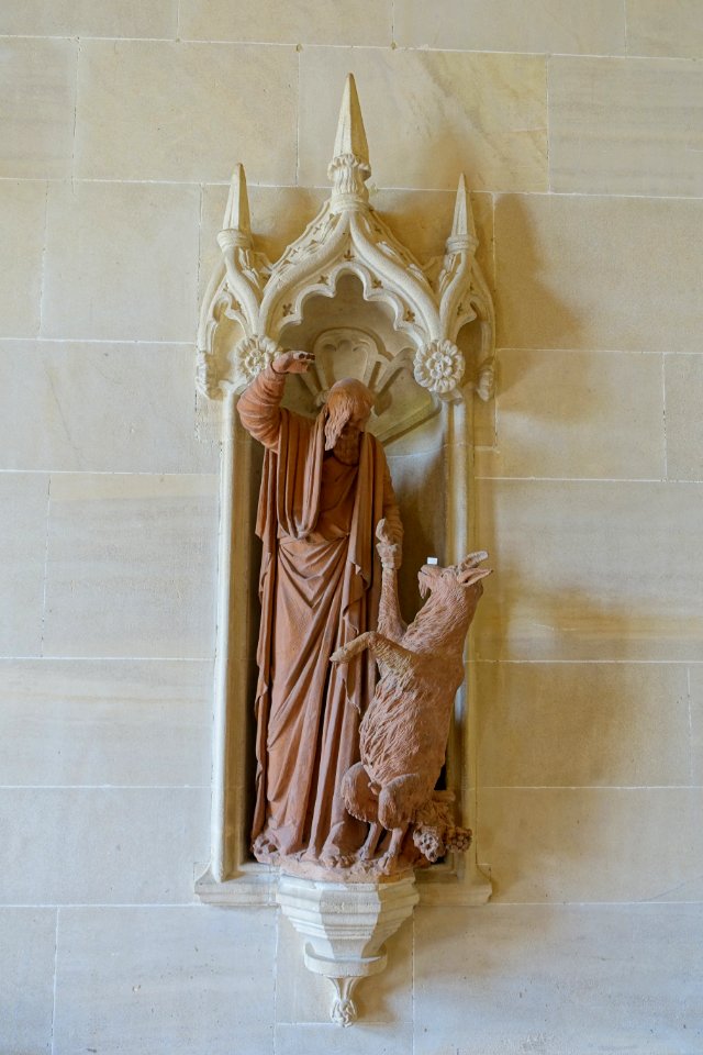 Goat by Victor Alexander Sederbach, with sugar lump on its nose, 1755, terracotta - Lacock Abbey - Wiltshire, England - DSC00959