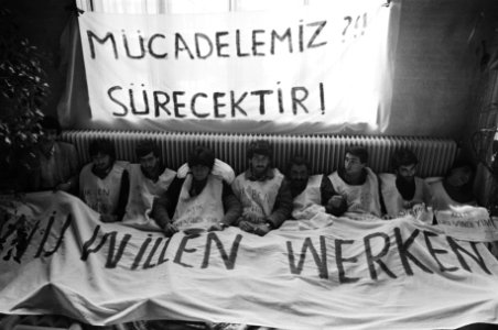 Hongerstaking door Turkse werknemers van het failliete kledingsorteerbedrijf Kap, Bestanddeelnr 932-5794