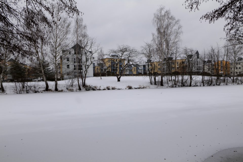 Havelkanal in Hennigsdorf with ice and snow 2021-02-09 12