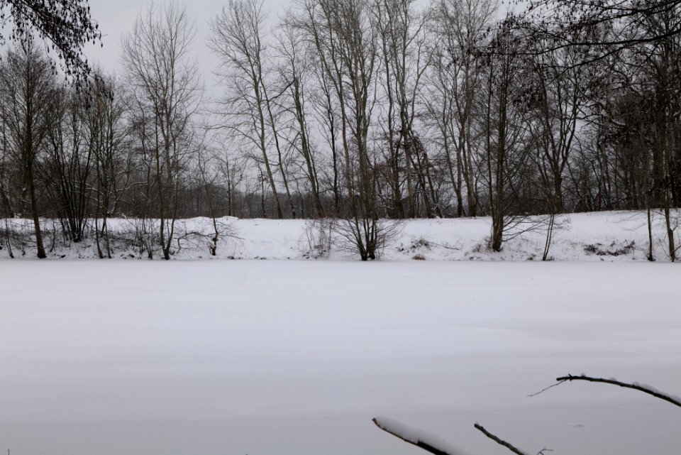 Havelkanal in Hennigsdorf with ice and snow 2021-02-09 07
