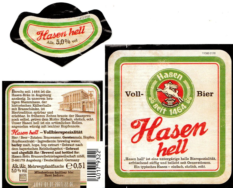 Hasen-Bräu Brauereibetriebsgesellschaft mbH - Hasen Hell