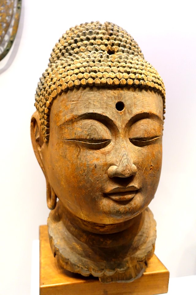 Head of a Buddha, Japan, Heian period, mid 12th century AD, wood, polychromy - Arthur M. Sackler Museum, Harvard University - DSC01164