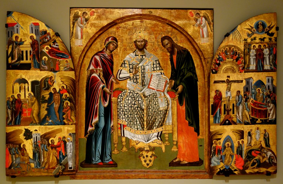 Great Deesis with the Twelve Feasts of the Church, Greco-Byzantine, c. 1540-1549, tempera and gilt on panel - Chazen Museum of Art - DSC01943