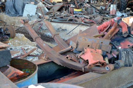 Leaf springs in a scrap yard