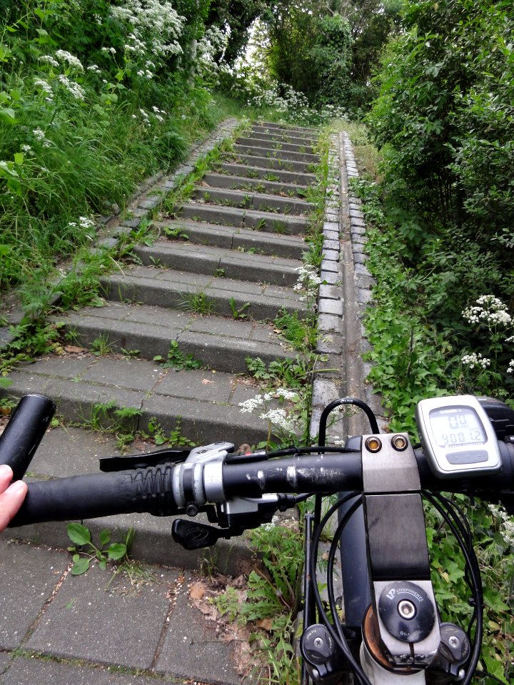 Lent (Nijmegen) stenen Waalbrugtrap met fietsgeul