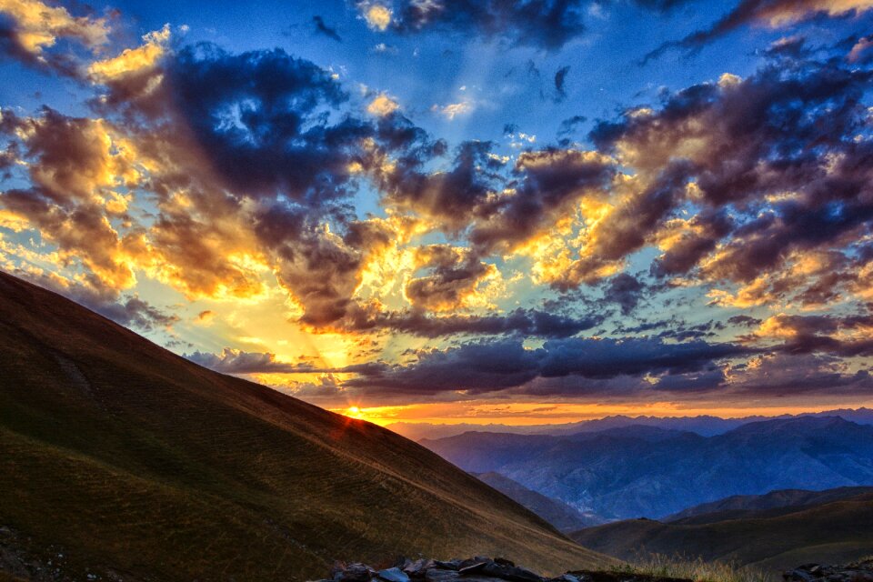 Nature view grass mountain