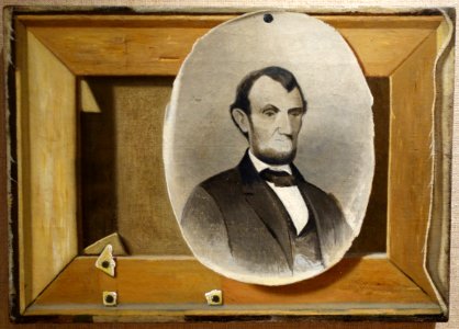 Lincoln and the Pfleger Stretcher by John Frederick Peto, 1898, oil on canvas - New Britain Museum of American Art - DSC09381