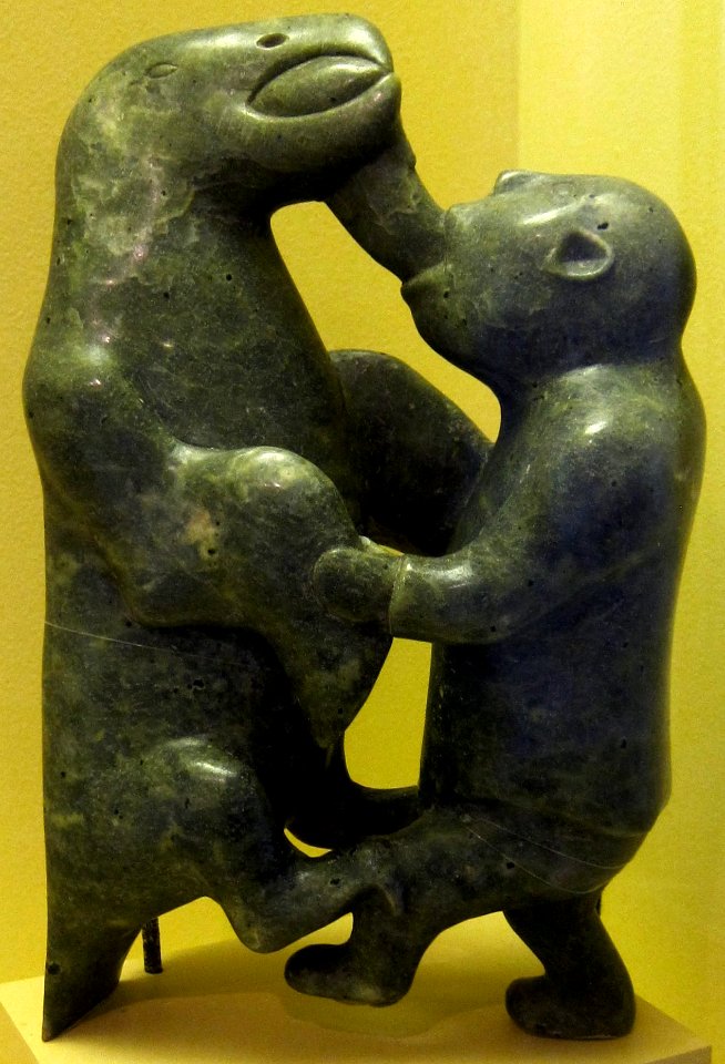 Legendary figure, Cape Dorset, Canada, Inuit people, green serpentine, HAA