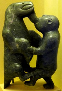 Legendary figure, Cape Dorset, Canada, Inuit people, green serpentine, HAA