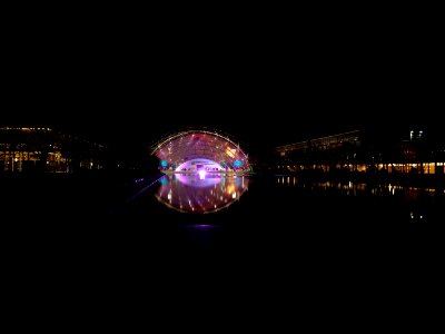 Leipzig fair main entrance from outside at night during 36C3 on day 2 11
