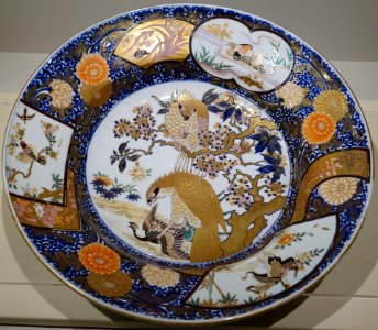 Large dish with eagles and pheasant design, Japan, Arita, Edo period, 1700s to 1740s AD, enamelled Imari ware - Matsuoka Museum of Art - Tokyo, Japan - DSC07326