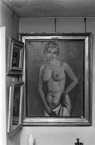 Kunstveiling in gebouw van Mak van Waay te Amsterdam Korenschoven op het land va, Bestanddeelnr 922-1277