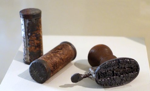 Laundry marking stamp and ink, Rhode Island (stamp), New York (ink), mid 1800s - Concord Museum - Concord, MA - DSC05864