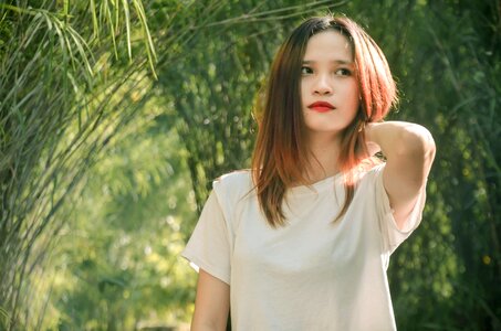 Cute asia red lips
