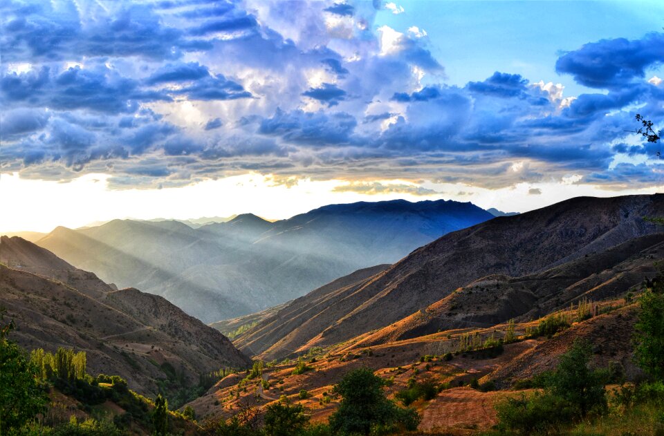 Nature view grass mountain