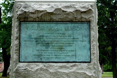 Major John Mason by James C. G. Hamilton, dedicated 1889 - Palisado Green - Windsor, Connecticut - DSC04404