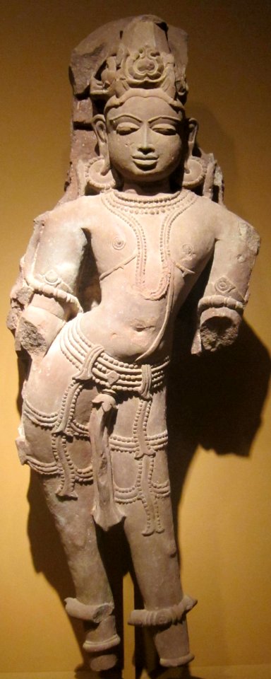 Male deity, India, Madhya Pradesh, c. 12th century, red sandstone, HAA