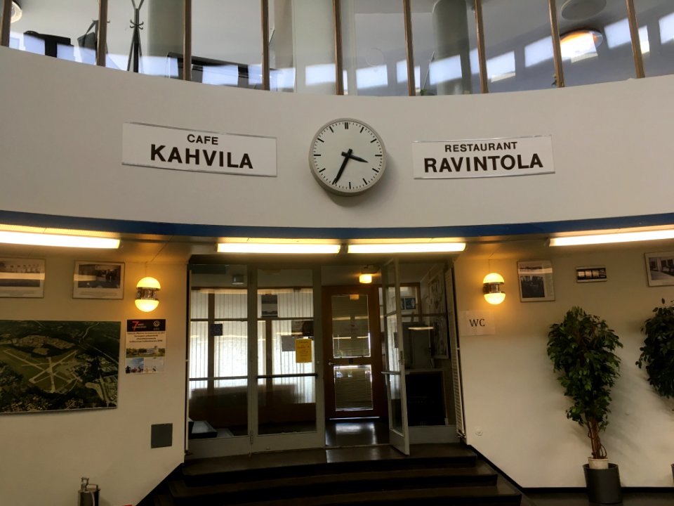 Malmi airport terminal interior view to the restaurant