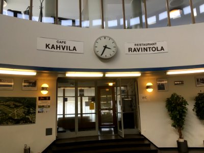 Malmi airport terminal interior view to the restaurant