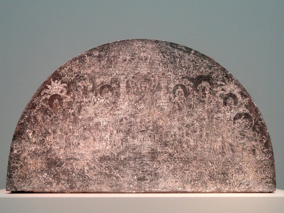 Lintel possibly showing the Western Paradise of the Buddha Amitabha, Shaanxi province, probably Chang'an, Tang dynasty, 8th century AD, marble - Freer Gallery of Art - DSC05657