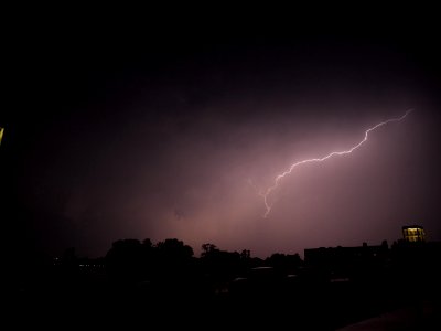 Lightning at thunderstorm from Spandauer-See-Brücke 84