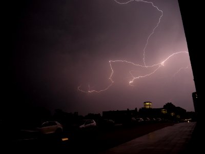 Lightning at thunderstorm from Spandauer-See-Brücke 98