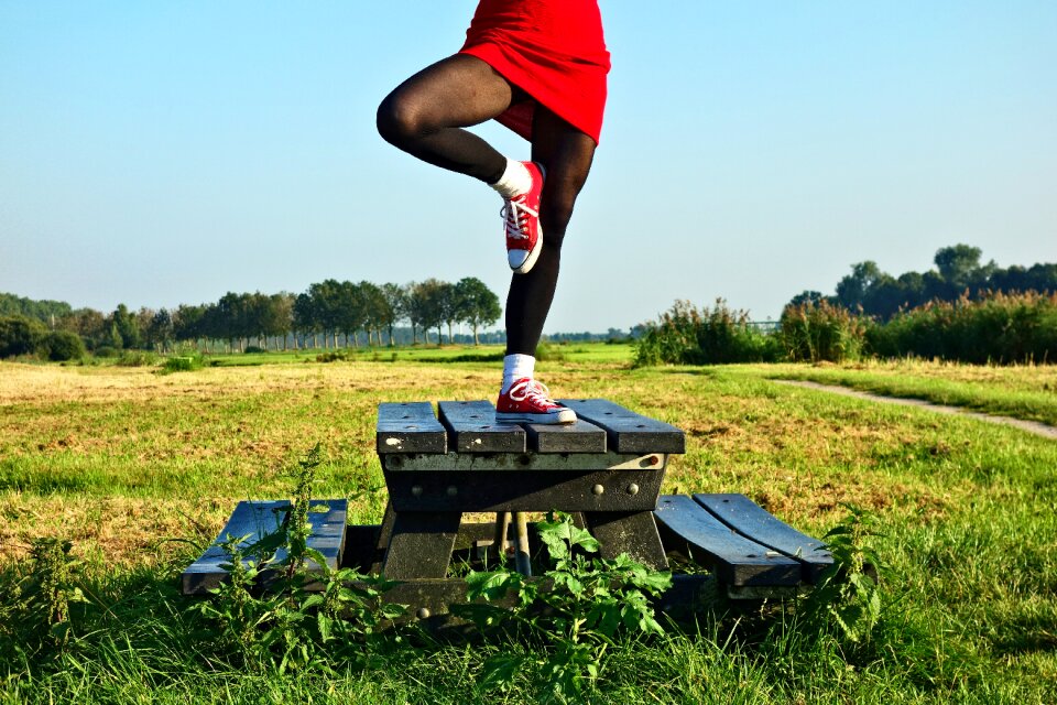 Woman legs balance photo