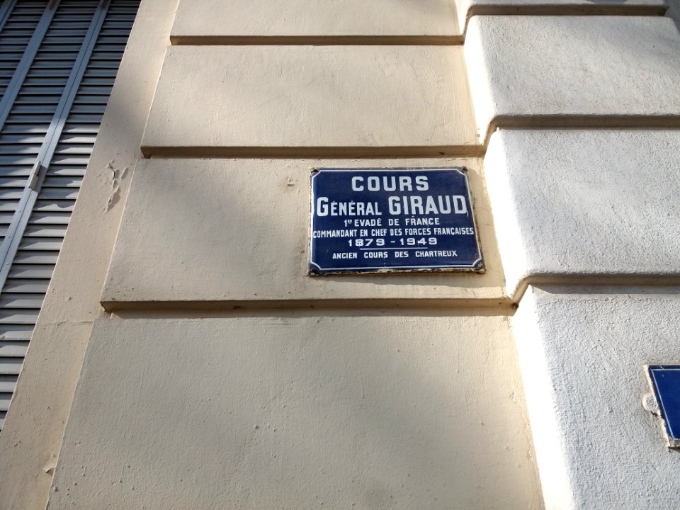 Lyon 1er - Cours du Général Giraud - Plaque et ancien nom