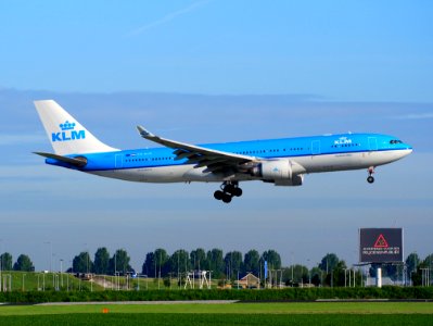 KLM A330 Airbus PH-AOB landing at Schiphol (AMS - EHAM), The Netherlands, 16may2014