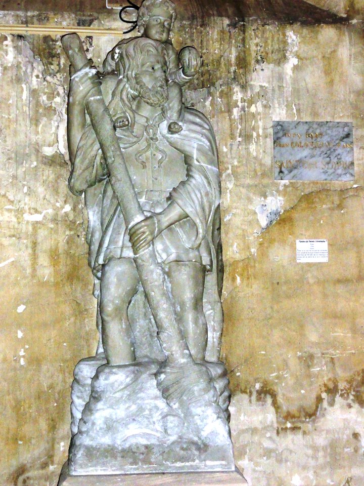 Longeville-en-Barrois (Meuse) église, statue Saint Christophe