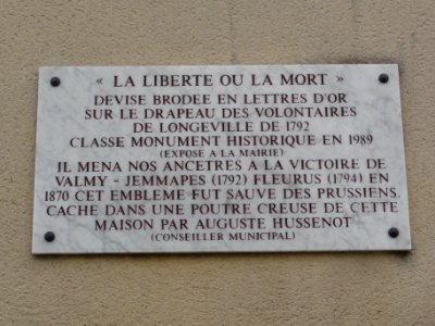 Longeville-en-Barrois (Meuse) broderie La liberté ou la mort (02) plaque maison