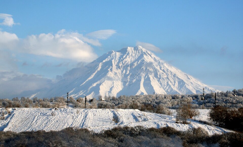 Snowy mountains snow frosty morning