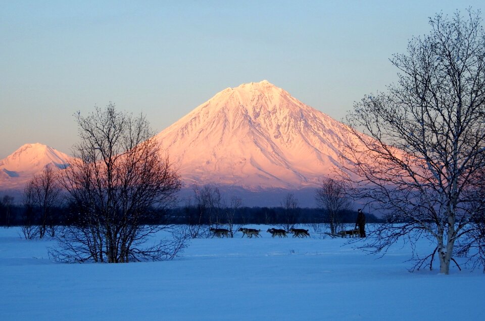 Snowy mountains snow sunset