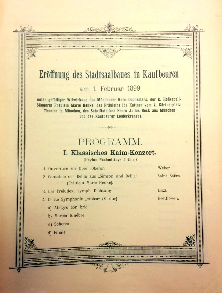 Kaim-Konzert Kaufbeuren Blatt 1
