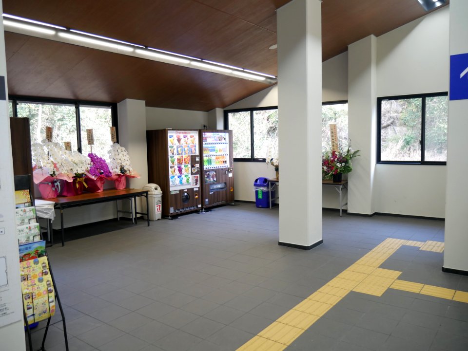 Kibune station waiting space outside ticket gates