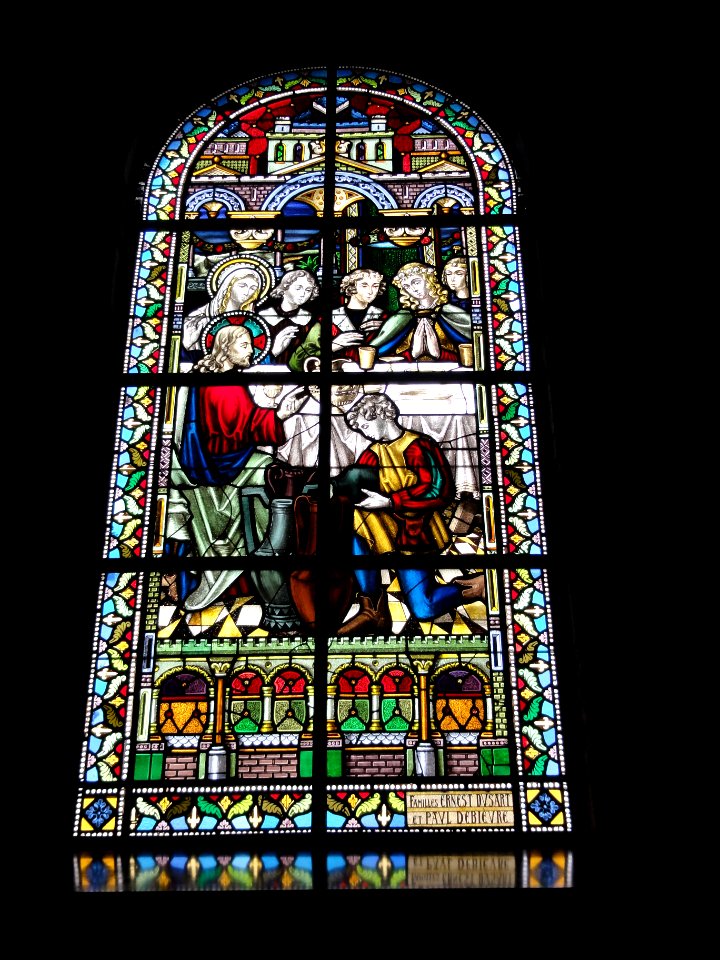 Jeumont (Nord, Fr) Église St.Martin, vitrail 02 Les noces de Cana