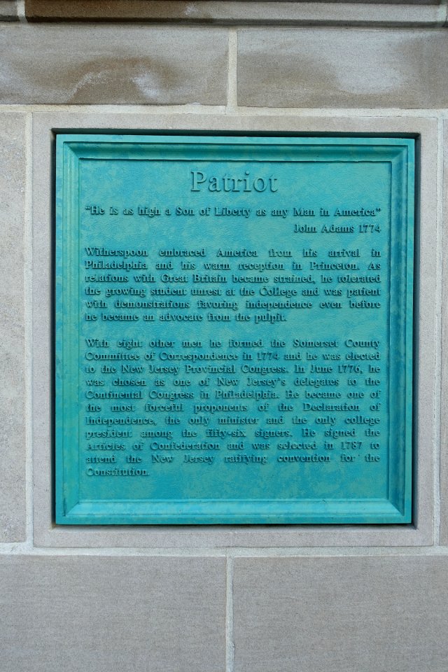 John Witherspoon plaque, 3 of 4 - Princeton University - Princeton, NJ - DSC00776