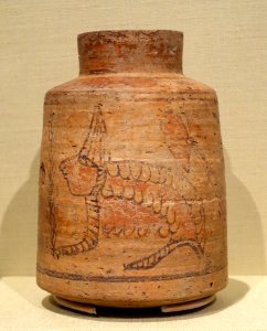 Jar with human-headed frog, Nubia, Ballana, Cemetery B, tomb 66B, Meroitic Phase IIB, 50 BC to 200 AD, ceramic, paint - Oriental Institute Museum, University of Chicago - DSC08060