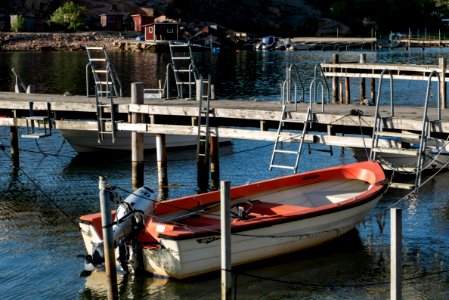 Jetties and boats in Govik harbor photo