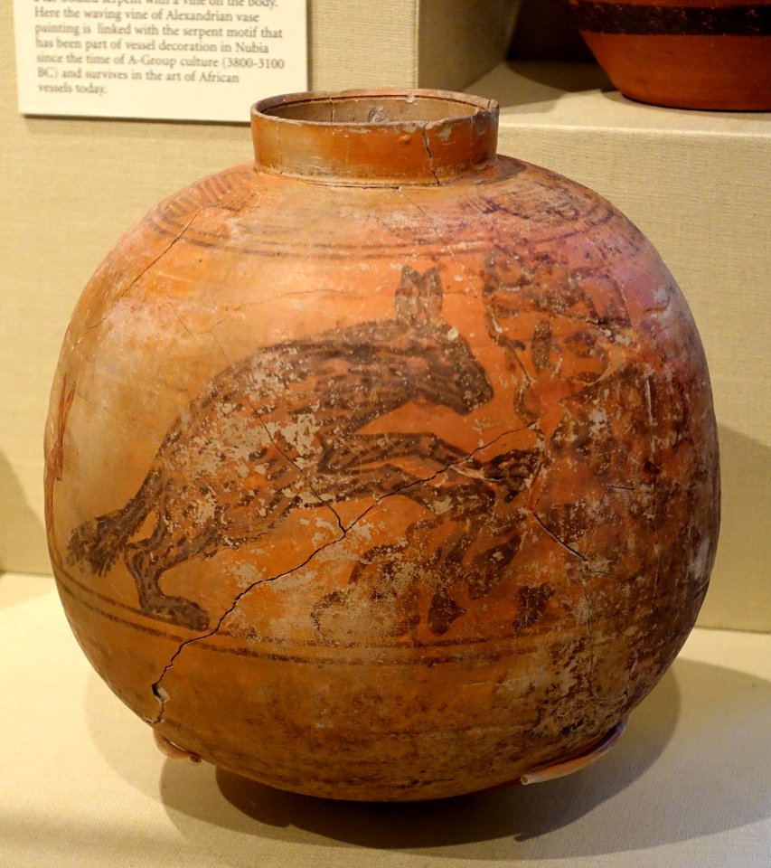 Jar with animal procession, Nubia, Semna South cemetery, tomb N-224, Meroitic Period, 200 BC to 300 AD, ceramic, paint - Oriental Institute Museum, University of Chicago - DSC08051