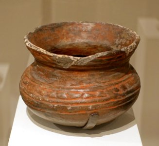 Jar with cord marks, Japan, Hokkaido, final Jomon period, c. 1000 BC, earthenware, iron-red pigment - Peabody Essex Museum - DSC07529