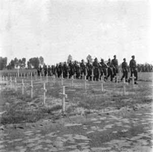 Kranslegging op de Amerkaanse begraafplaats te Son (Noord-Brabant) op de Amerika, Bestanddeelnr 900-5128