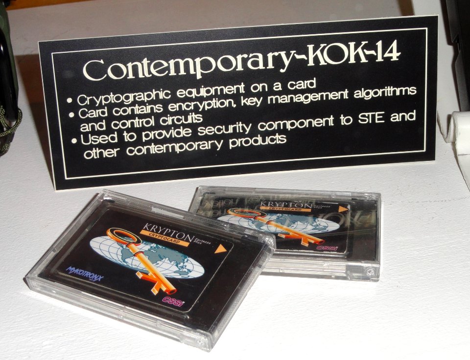 KOK-14 Krypton Fortezza Plus cryptographic equipment on a card - National Cryptologic Museum - DSC07961