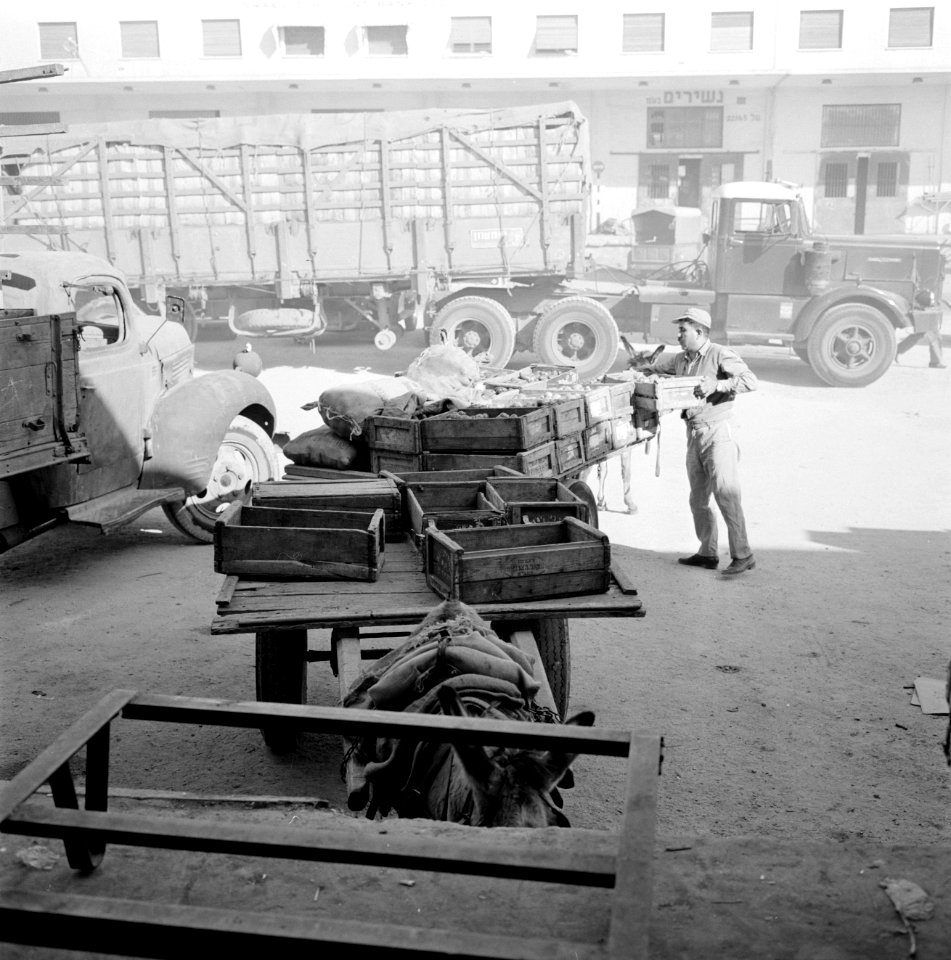 Divers goederenvervoer rondom het veilinggebouw, Bestanddeelnr 255-1913
