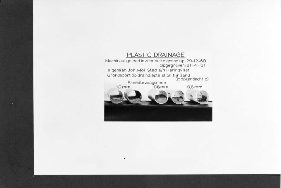 Drainage, buizen, plastic, notities, Bestanddeelnr 160-0498